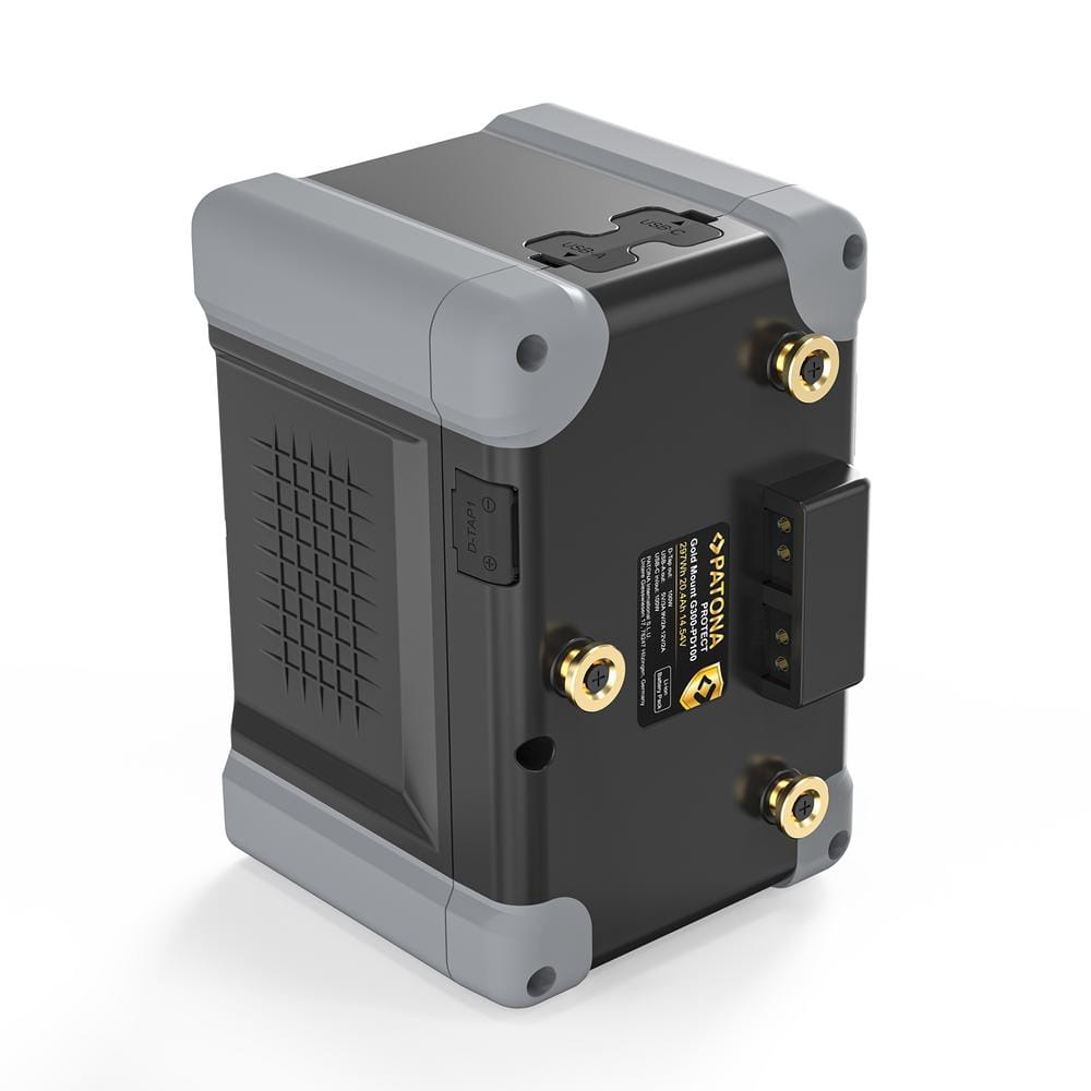 PATONA PROTECT Gold Mount Akku G300 PD100 297Wh USB‑C USB‑A 2 x D‑Tap für Canon Panasonic Sony Gold Mount