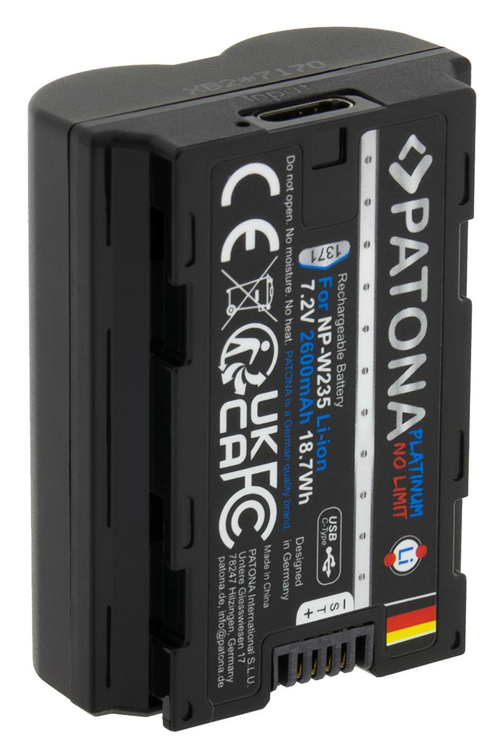 PATONA Platinum Akku mit USB-C Input für Fuji FinePix NP-W235 XT-4 XT4