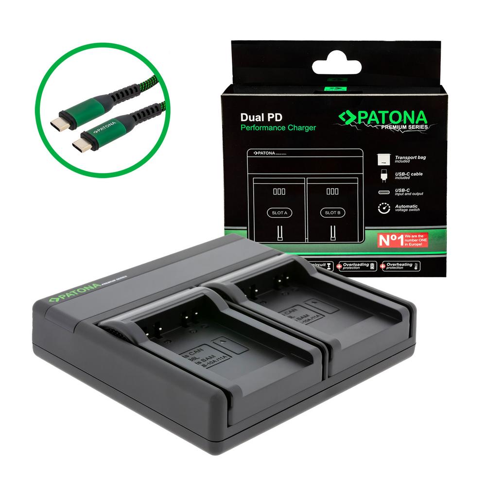 PATONA Premium Dual PD Performance Ladegerät für Canon SLB-10A inkl. USB-C Input/Output