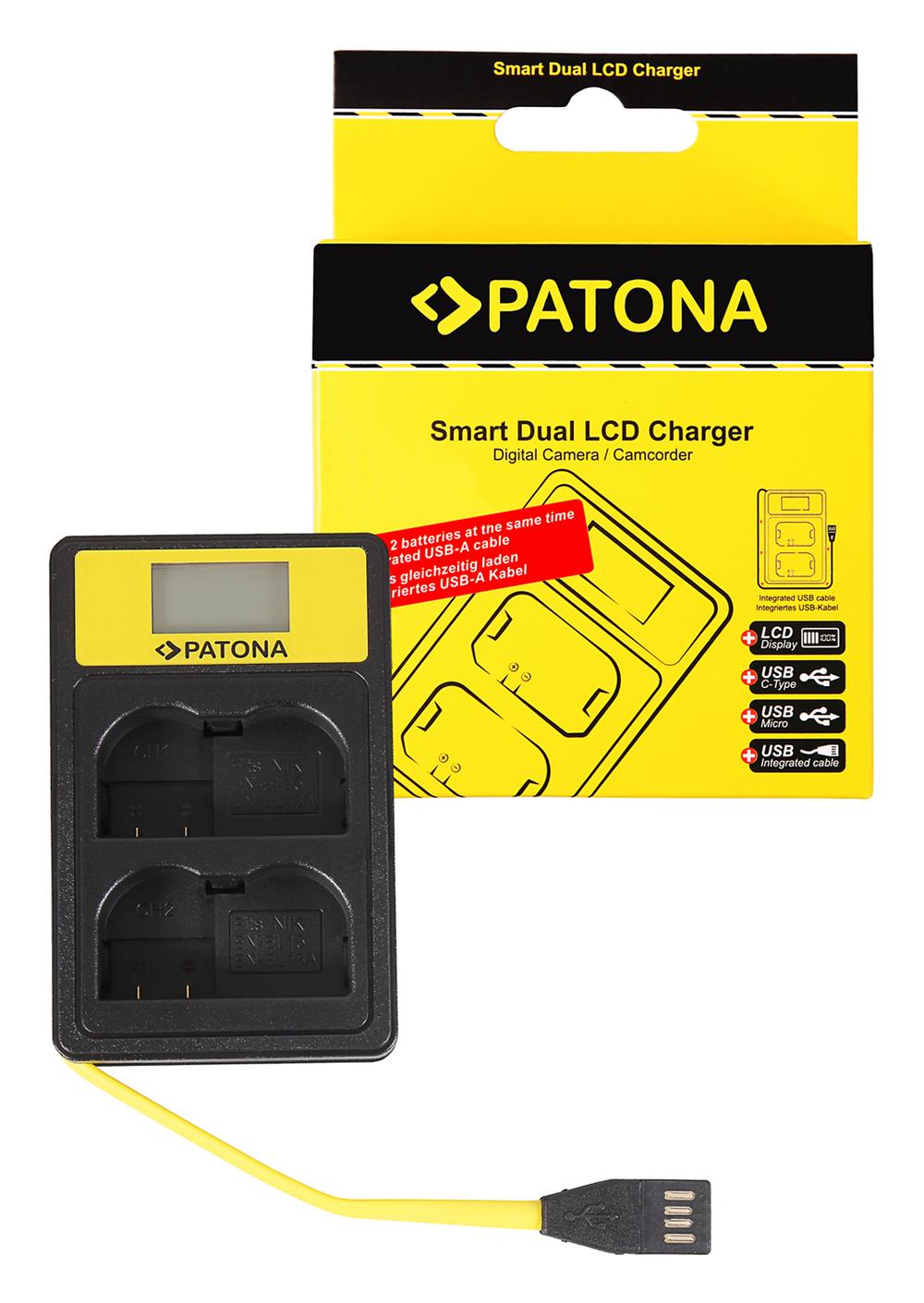 PATONA Smart Dual LCD USB Ladegerät für Nikon EN-EL15 Akkus – kompatibel mit D600 D610 D7000 D7100 D800 D8000 D800E D810 Z6 Z7 PATONA Smart Dual LCD USB Ladegerät für Nikon EN-EL15 Akkus – kompatibel mit D600 D610 D7000 D7100 D800 D8000 D800E D810 Z6 Z7