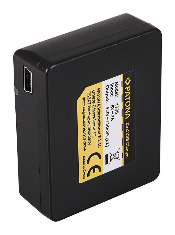 PATONA USB Dual Ladegerät für GoPro Hero 3 AHDBT-301 inkl. Micro-USB Kabel