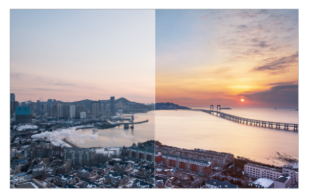 cityscape with and without Kase GND filter