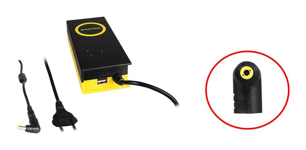 PATONA 90W Synchron Netzteil 5,5x2,5x12mm 19V inkl. USB Ausgang 2,1A für Notebook und USB‑Geräte