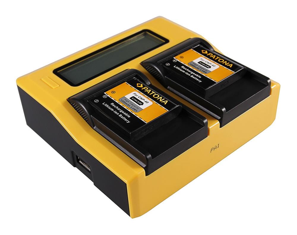 PATONA Dual LCD USB Ladegerät für BENQ, Casio NP-40, DC P500, E520, E520+, E610