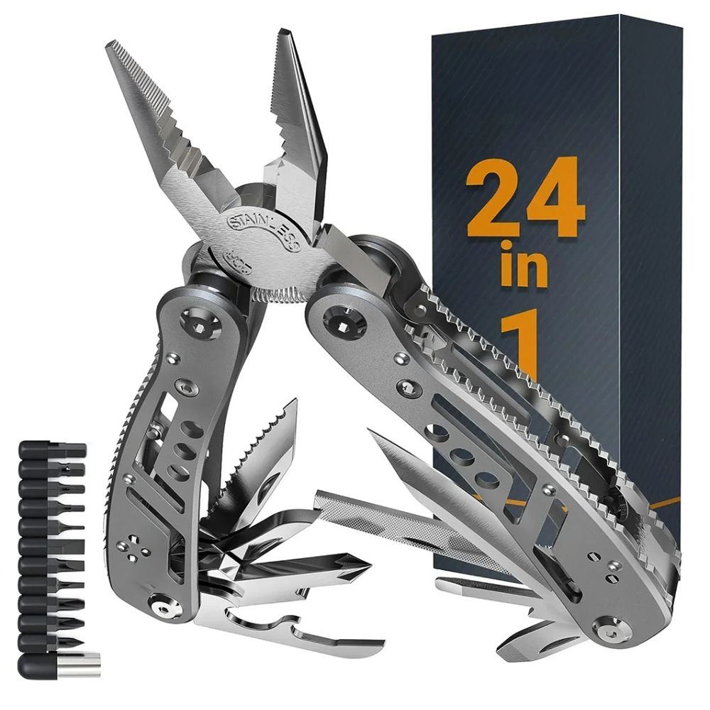 Multitool 24 in 1 – Kompaktes Multifunktionswerkzeug mit Zange, Messer, Schraubendreher & mehr – Ideal für Fotografen, Outdoor & Camping