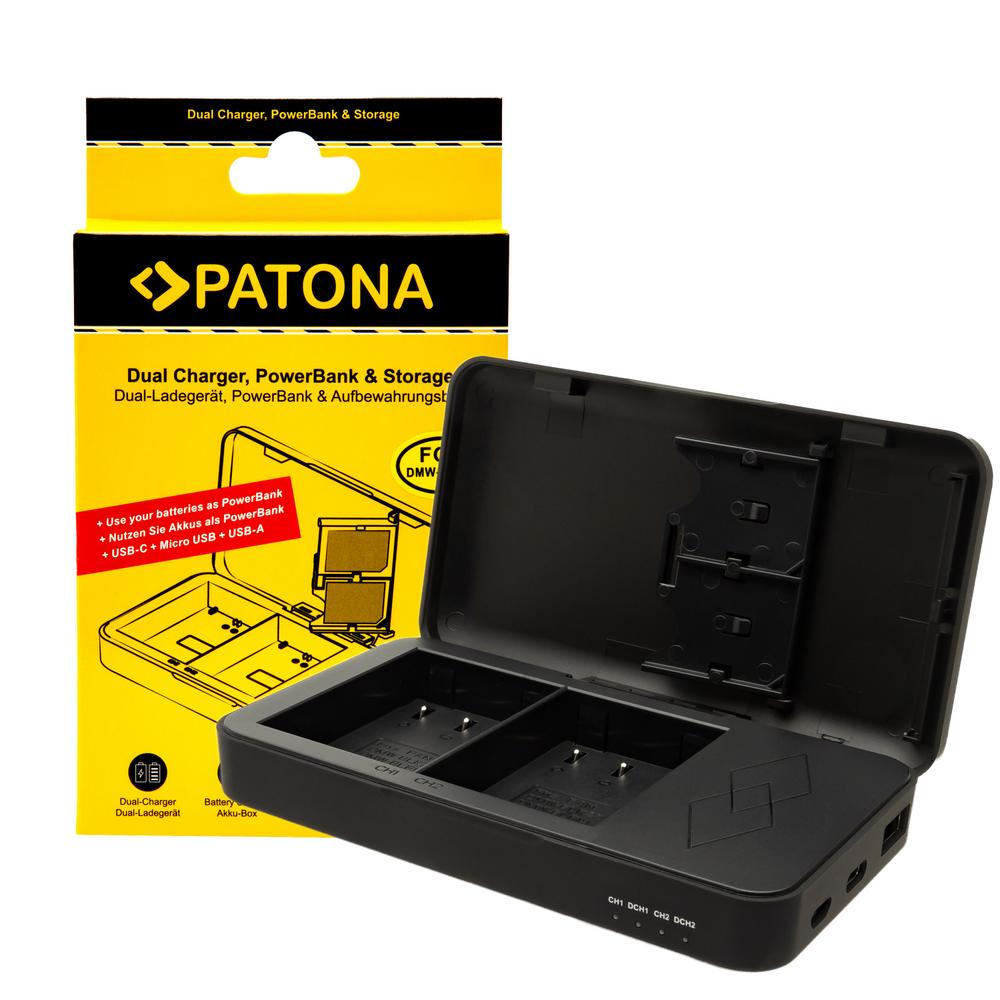 PATONA Dual Ladegerät für Panasonic DMW-BLK22 DC‑S5 G9 GH5 GH5S GH6 mit Powerbankfunktion und Speicher PATONA Dual Ladegerät für Panasonic DMW-BLK22 DC‑S5 G9 GH5 GH5S GH6 mit Powerbankfunktion und Speicher