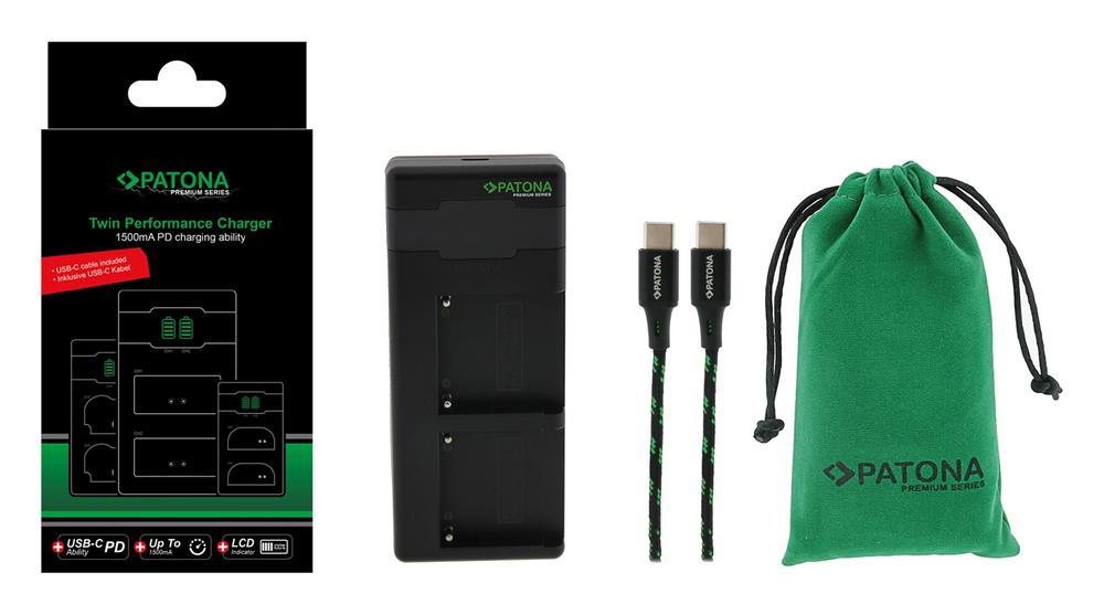 PATONA Premium Twin Performance PD Ladegerät für Sony F550 F750 F970 FM50 FM500H inkl. USB-C Kabel PATONA Premium Twin Performance PD Ladegerät für Sony F550 F750 F970 FM50 FM500H inkl. USB-C Kabel