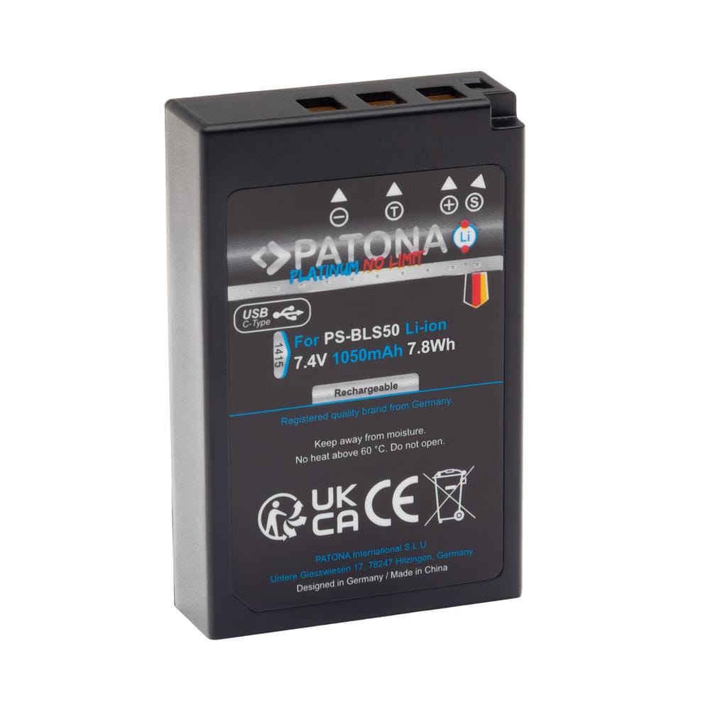PATONA Platinum Akku mit USB‑C Input für Olympus BLS‑5 BLS‑5 E‑P3 E‑PL2 E‑PL3 E‑PM1