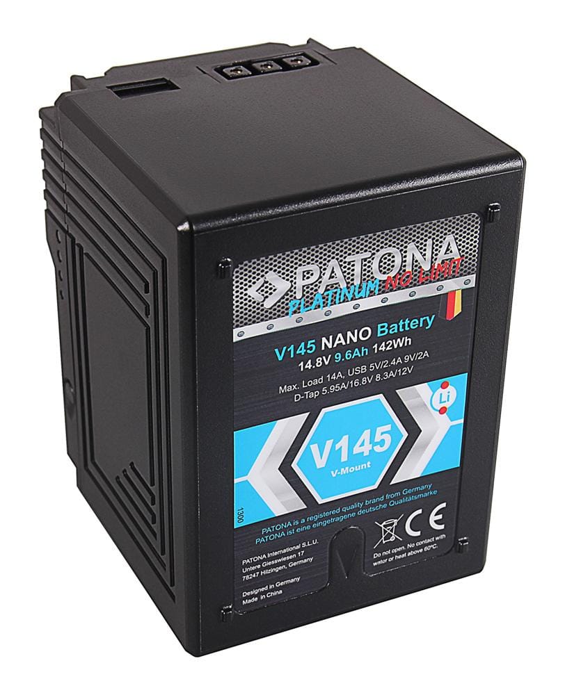 PATONA Platinum NANO V145 V-Mount 142 Wh für Sony DSR 600P 650P 652P HDW 800P PDW 850 BP-150w RED ARRI PATONA Platinum NANO V145 V-Mount 142 Wh für Sony DSR 600P 650P 652P HDW 800P PDW 850 BP-150w RED ARRI