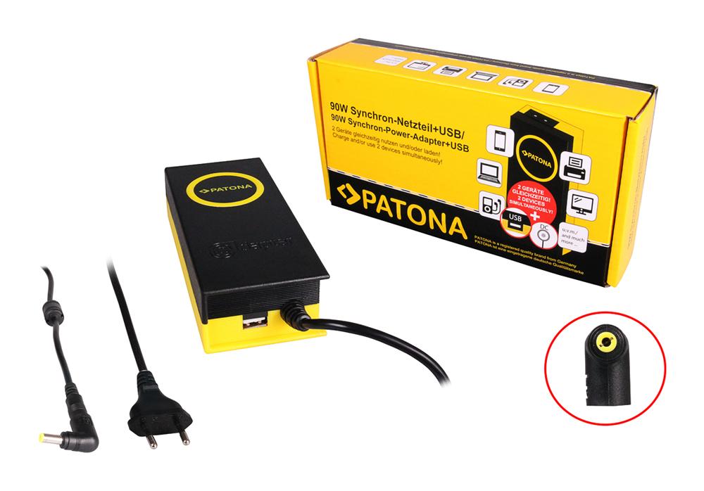 PATONA 90W Synchron Netzteil 5,5x2,5x12mm 19V inkl. USB Ausgang 2,1A für Notebook und USB‑Geräte PATONA 90W Synchron Netzteil 5,5x2,5x12mm 19V inkl. USB Ausgang 2,1A für Notebook und USB‑Geräte