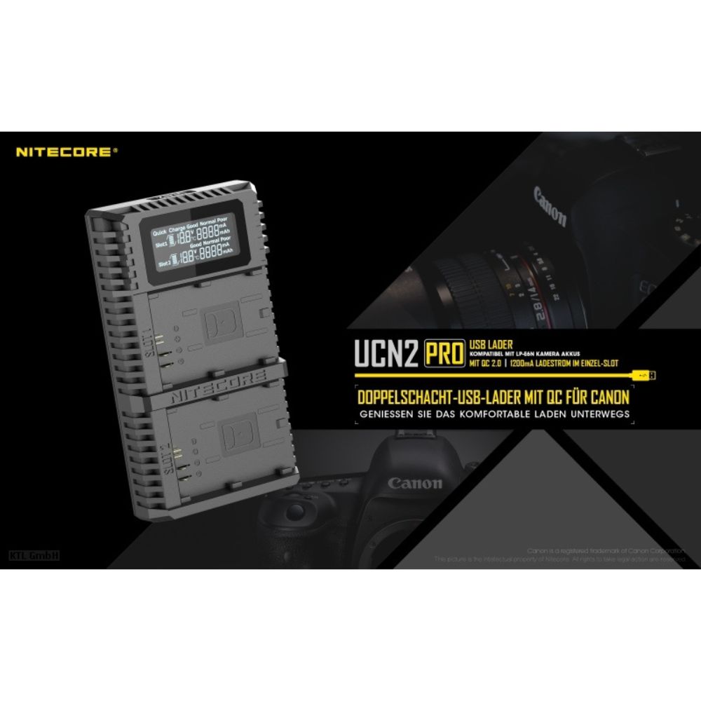 Nitecore UCN 2 PRO Ladegerät für Canon Nitecore UCN 2 PRO Ladegerät für Canon