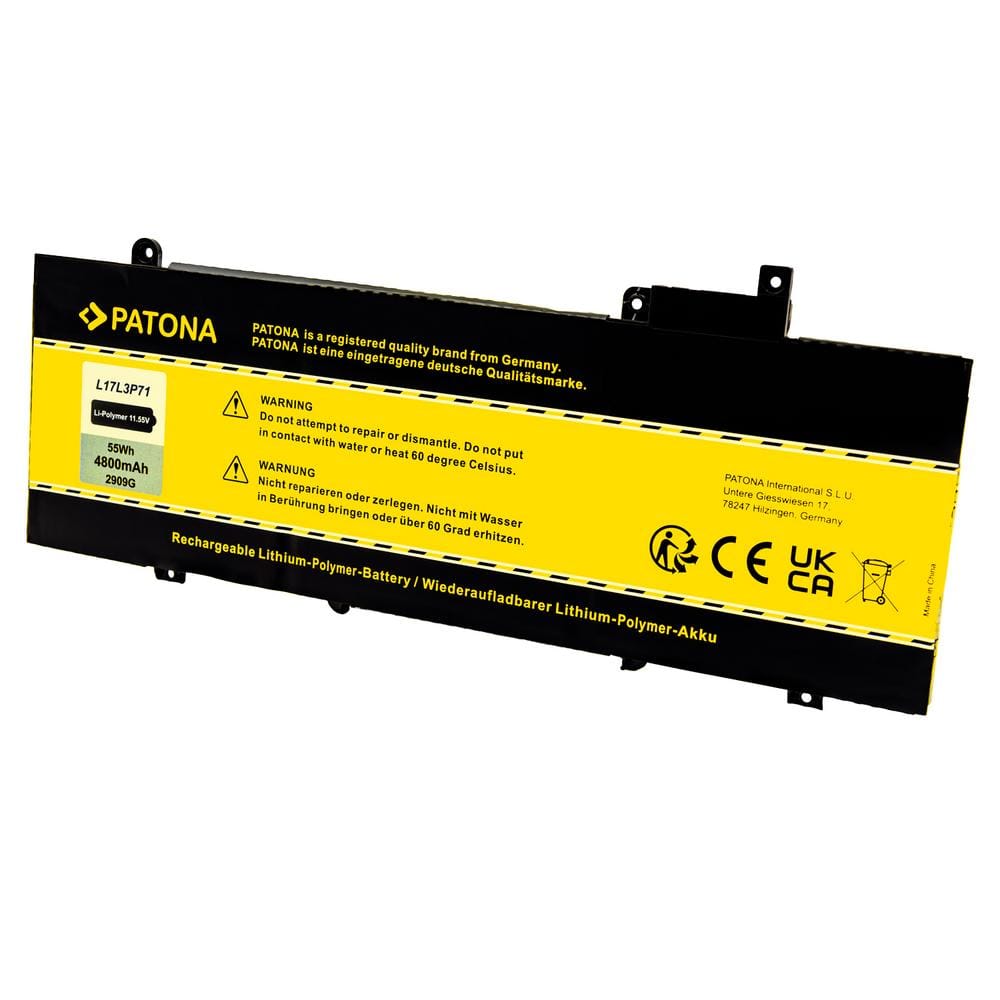 PATONA Akku für Lenovo ThinkPad T480S L17L3P71 SB10K97620 01AV480 4800mAh 11,55V Li-Polymer