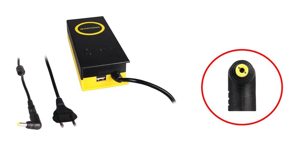 PATONA 90W Netzteil 19V 5,5x2,1x12mm mit USB Ausgang 2,1A