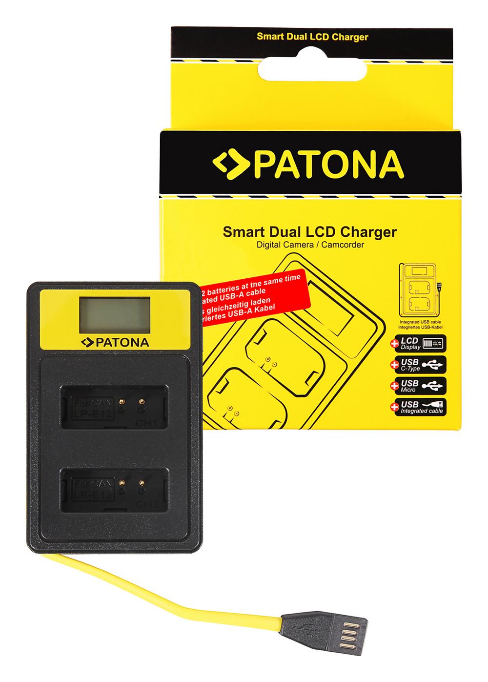 PATONA Smart Dual LCD USB Ladegerät für Canon LP-E12 LPE12 EOS M PATONA Smart Dual LCD USB Ladegerät für Canon LP-E12 LPE12 EOS M