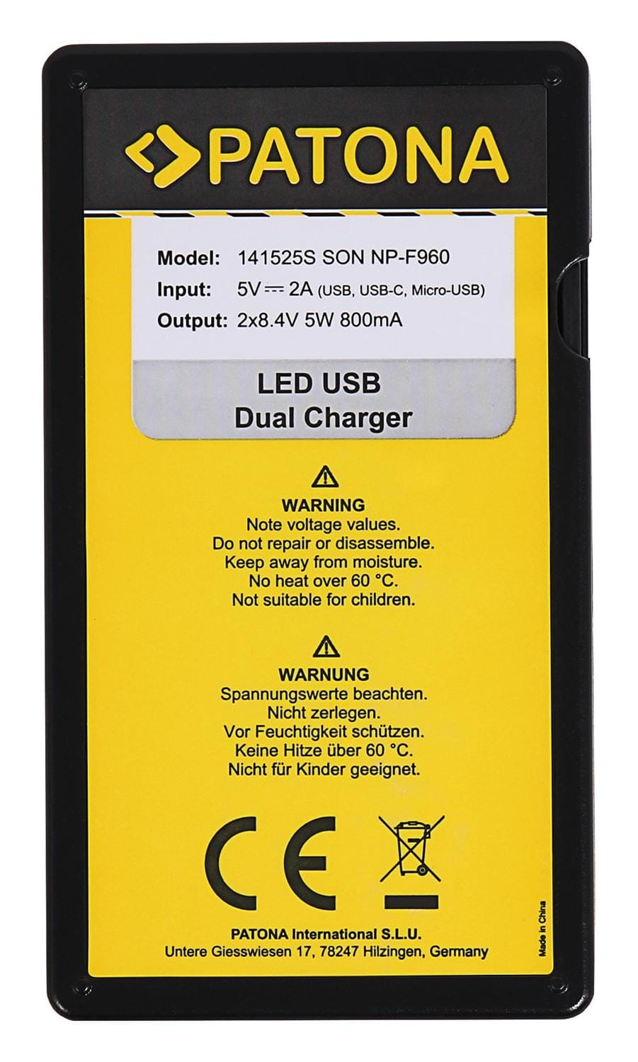 PATONA Dual LED USB Ladegerät für Sony NP-FM50 NP-F550 NP-F750 NP-F970 PATONA Dual LED USB Ladegerät für Sony NP-FM50 NP-F550 NP-F750 NP-F970