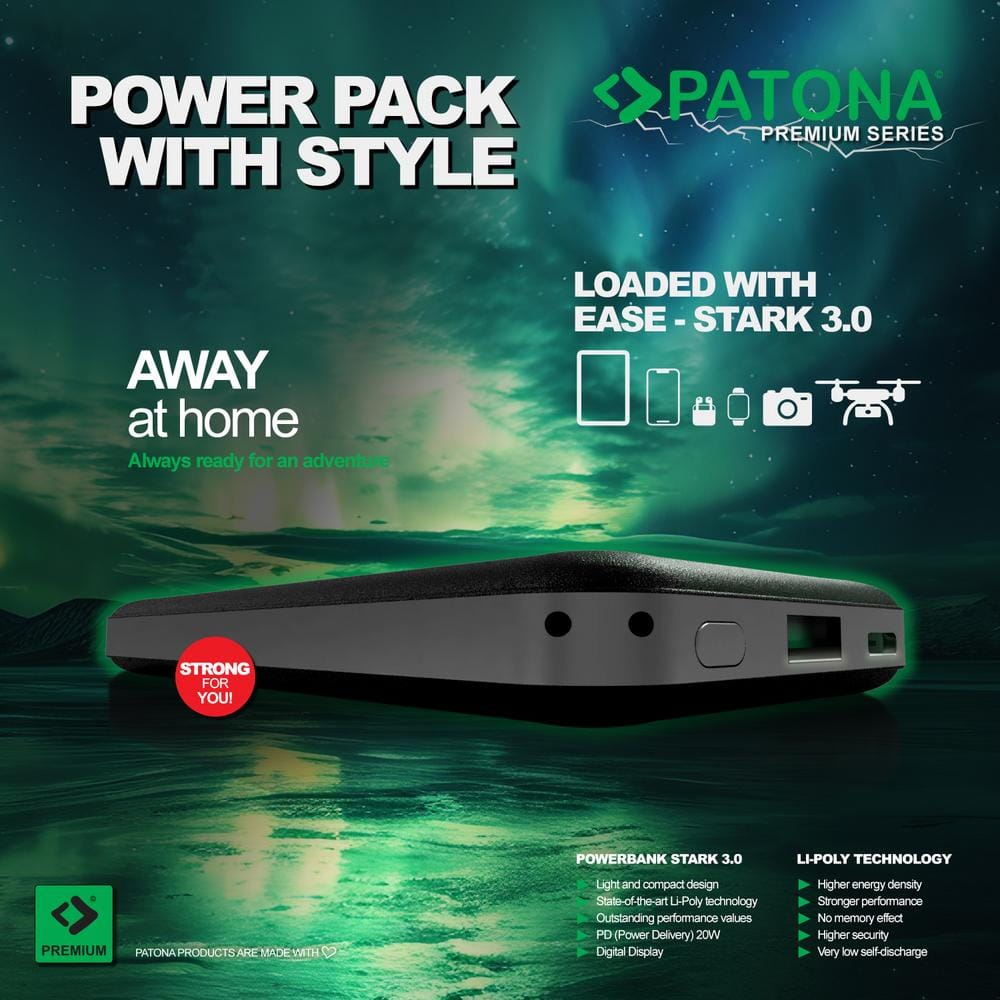 PATONA Premium Powerbank Stark 3.0 PD20W 10.000 mAh für Smartphones, Digitalkameras, Headsets und mehr PATONA Premium Powerbank Stark 3.0 PD20W 10.000 mAh für Smartphones, Digitalkameras, Headsets und mehr