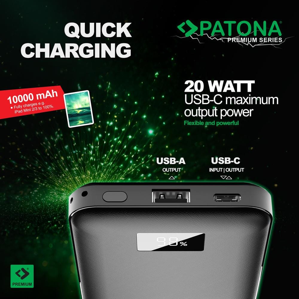 PATONA Premium Powerbank Stark 3.0 PD20W 10.000 mAh für Smartphones, Digitalkameras, Headsets und mehr PATONA Premium Powerbank Stark 3.0 PD20W 10.000 mAh für Smartphones, Digitalkameras, Headsets und mehr