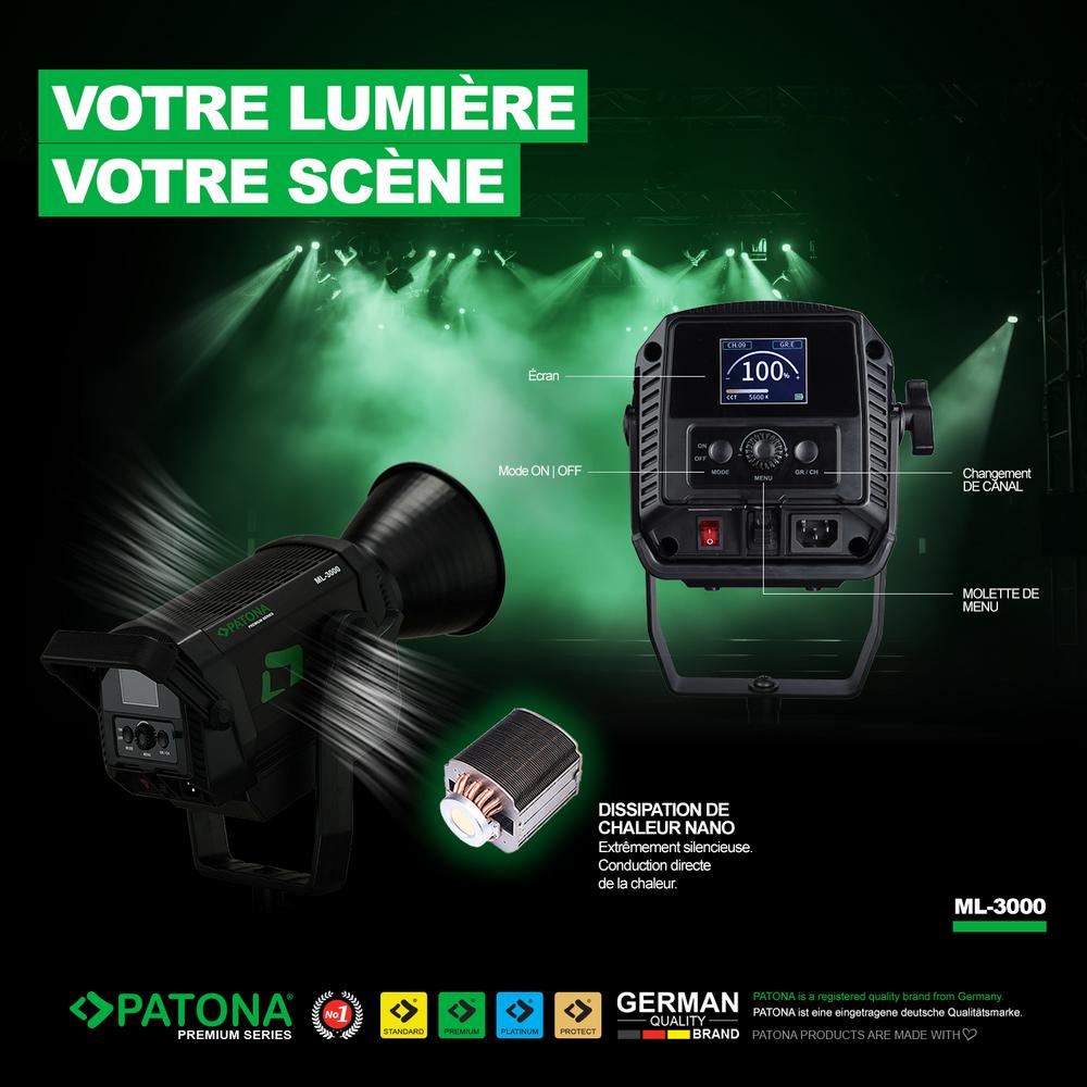 PATONA Premium LED Fotolicht Videolicht 300W COB ML-3000 inkl. Tragetasche