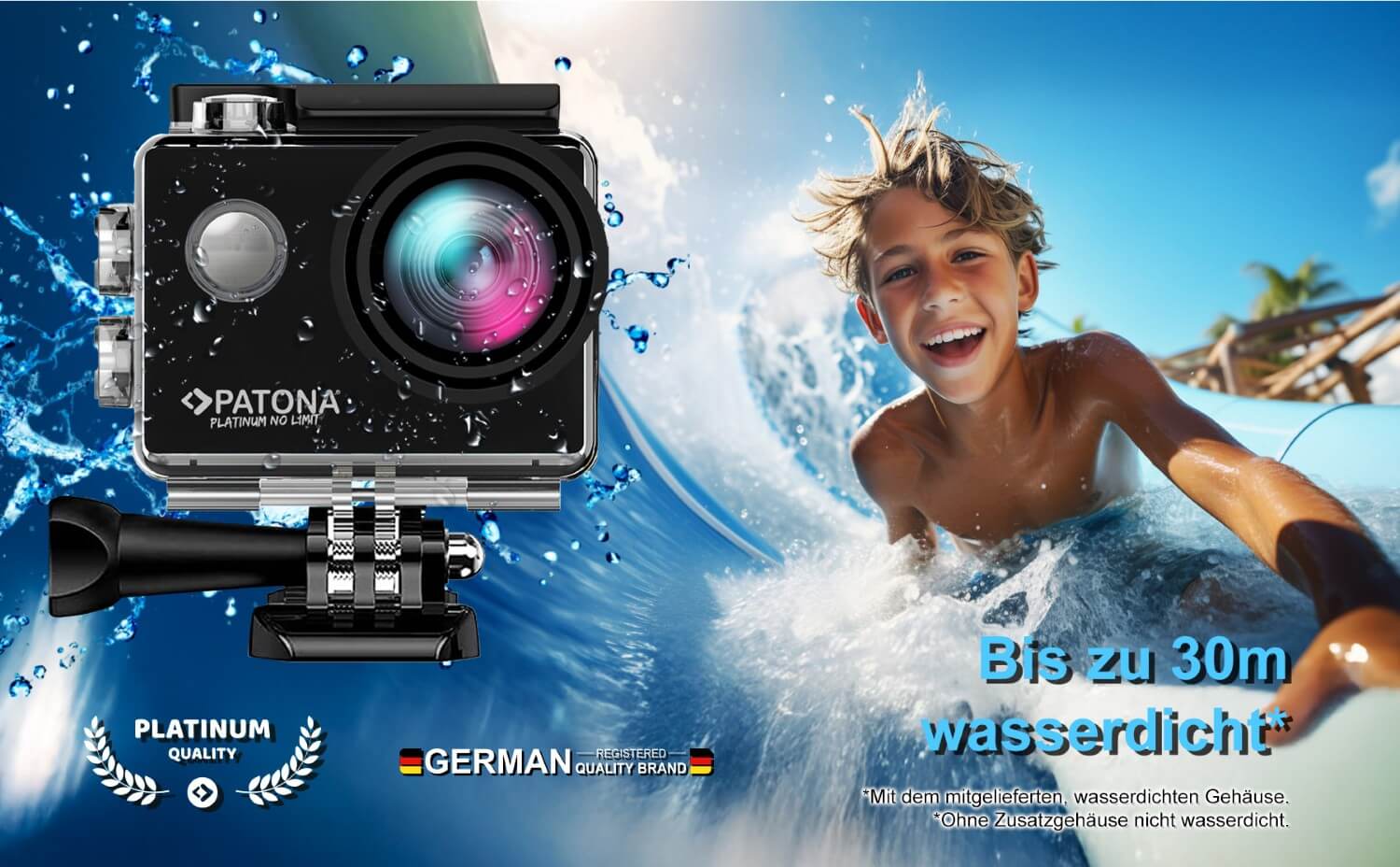 PATONA Platinum Action Cam Life SL3 4K 120fps 16mp 120° 4G+IR RC Wifi APP viel Zubehör