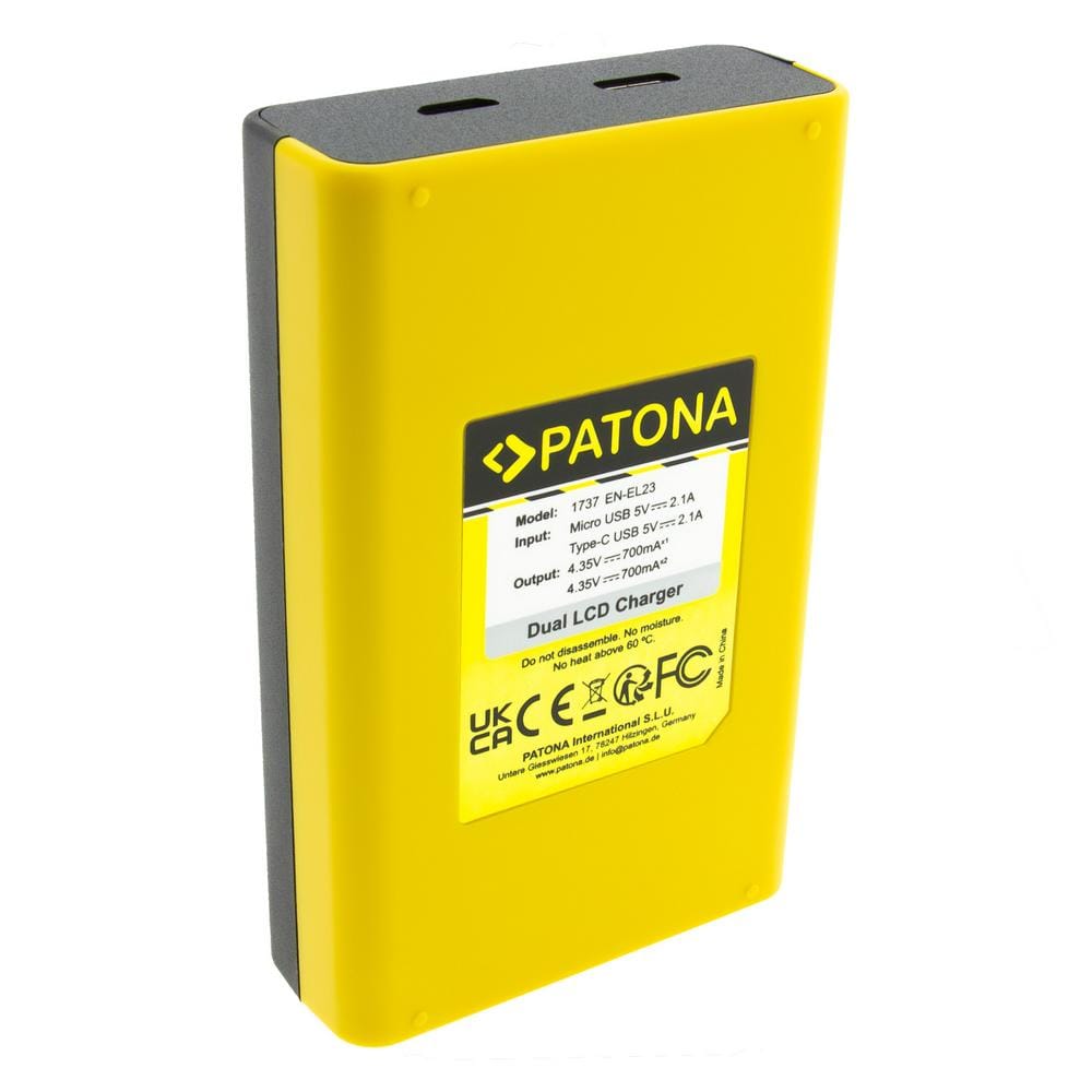 PATONA Dual LCD USB Ladegerät für Nikon EN-EL23 Coolpix P600