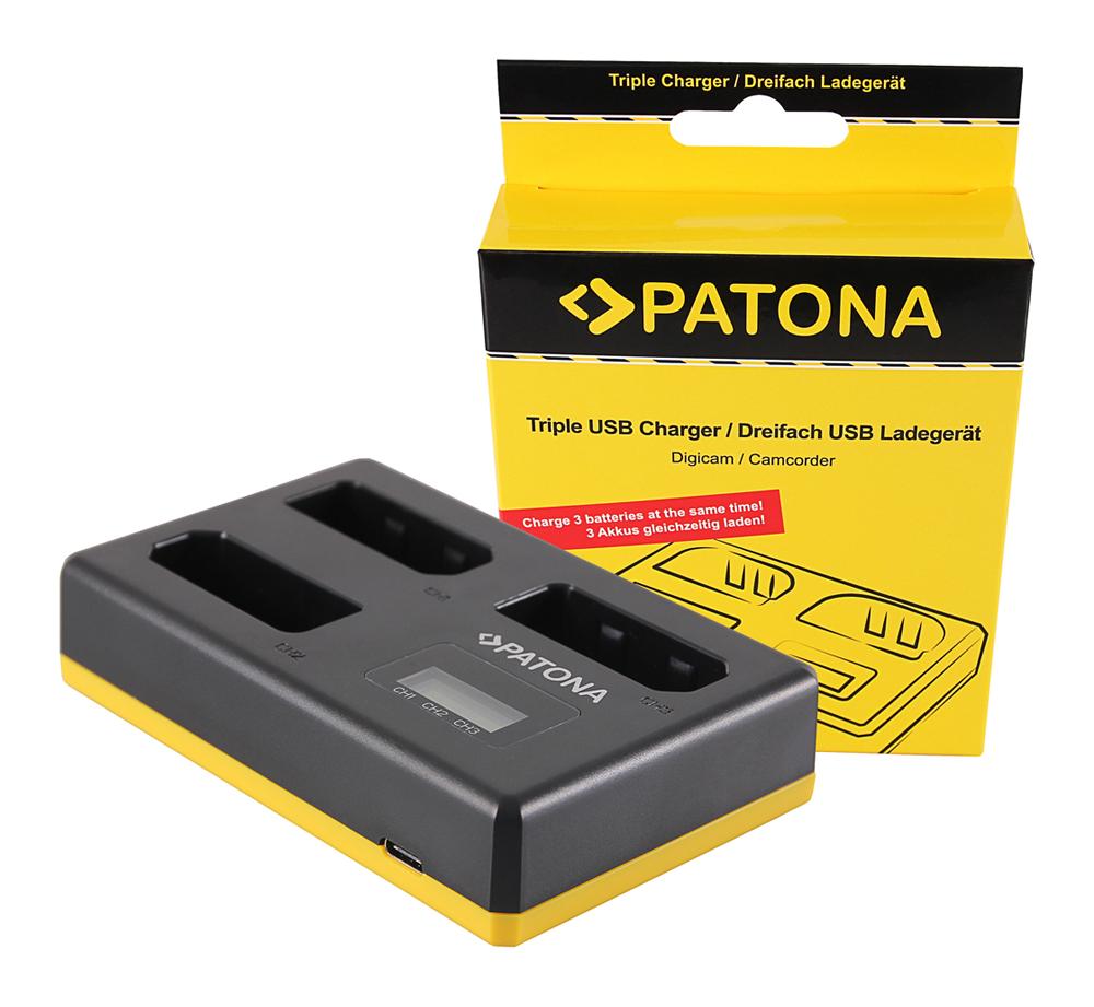 PATONA USB Triple Ladegerät für Nikon EN-EL14 1D3100 D3200 D5100 D5200 P7000 P7100 P7700 P7800 inkl. USB Type C Kabel