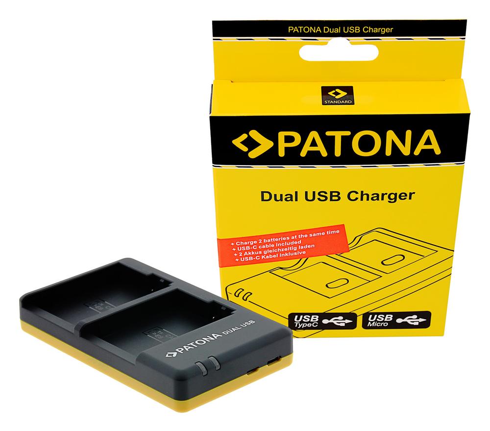 PATONA Dual Schnell-Ladegerät für Canon LP-E8 LPE8 inkl. USB-C Kabel