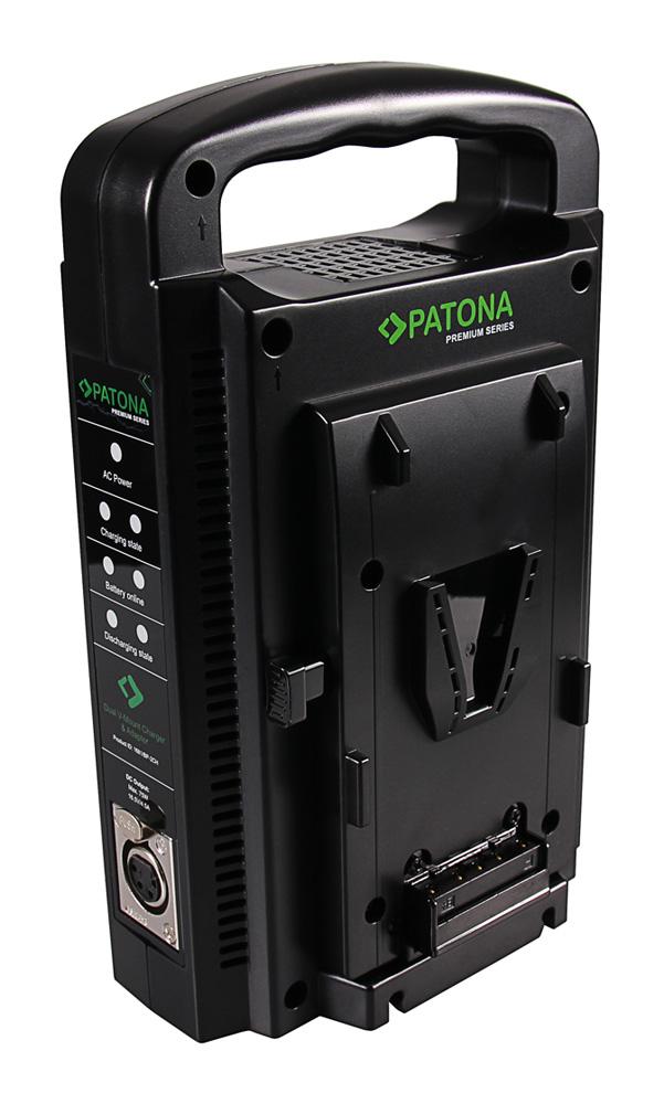 PATONA Premium Dual V‑Mount Ladegerät für Sony BP‑95W BP‑GL65 BP‑190WS mit 4‑Pin XLR‑Kabel