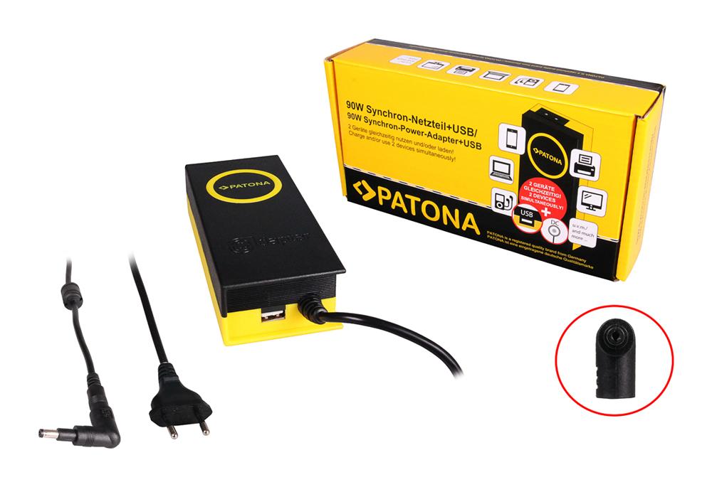 PATONA 90W Synchron-Netzteil 19,5V mit 2,1A USB-Ausgang und 90° Winkel-Stecker PATONA 90W Synchron-Netzteil 19,5V mit 2,1A USB-Ausgang und 90° Winkel-Stecker