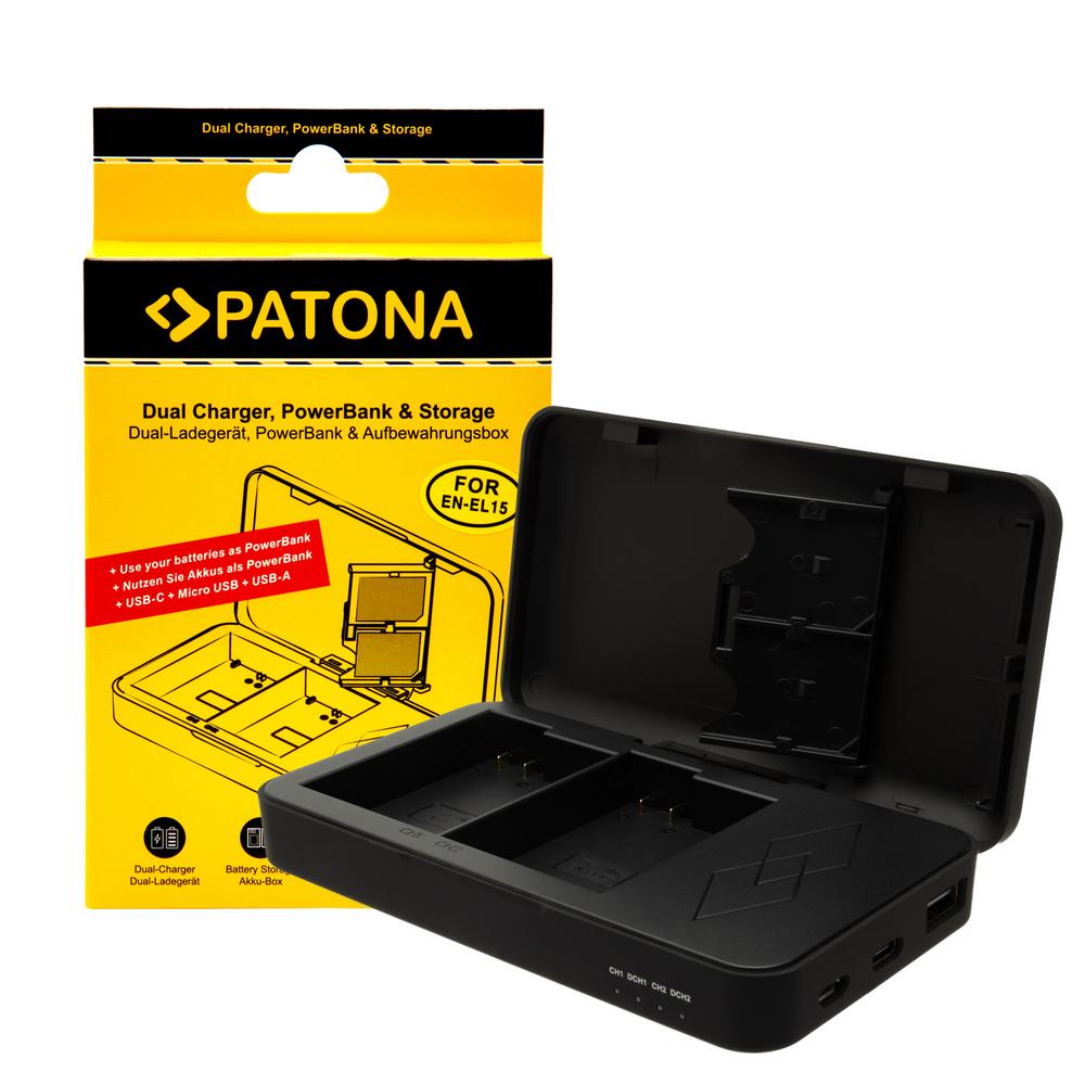 PATONA Dual Ladegerät für Nikon EN-EL15 D500 D750 D780 D800 Z5 Z6 Z6 II Z7 mit Powerbankfunktion PATONA Dual Ladegerät für Nikon EN-EL15 D500 D750 D780 D800 Z5 Z6 Z6 II Z7 mit Powerbankfunktion