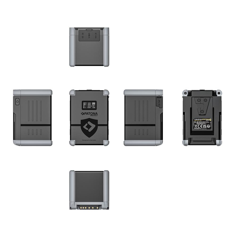PATONA PROTECT V‑Mount Akku V150‑PD100 148 Wh USB‑C USB‑A D‑Tap 2 x DC‑out für DSLR‑Kameras Camcorder Monitore Smartphones drahtlose Videosender Tablets LED‑Leuchten
