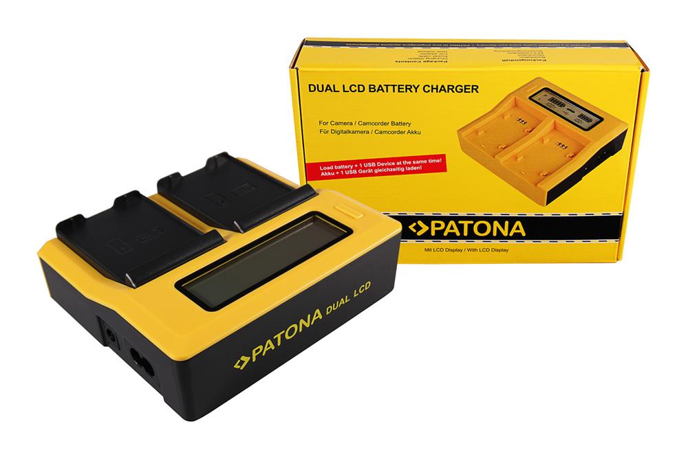 PATONA Dual LCD USB Ladegerät für Samsung EB-F1A2GBU I519 I569 I579 I8150 i8150 W i9050 i9100