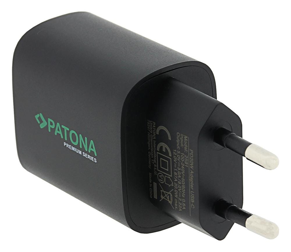 PATONA Premium PD20W Adapter 5V 3A 9V 2.22A 12V 1.67A USB-C PD3.0 QC3.0 schwarz PATONA Premium PD20W Adapter 5V 3A 9V 2.22A 12V 1.67A USB-C PD3.0 QC3.0 schwarz