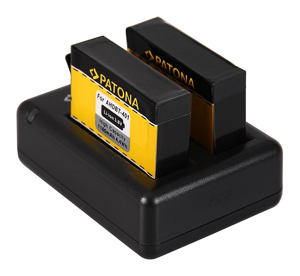PATONA USB Dual Ladegerät für GoPro Hero 4 AHDBT-401 inkl. Mini-USB Kabel