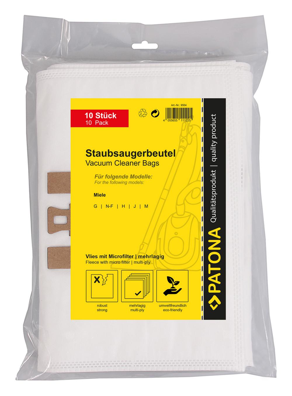 PATONA 10 Staubsaugerbeutel Vlies mehrlagig inkl. Microfilter für Miele G F H J M N