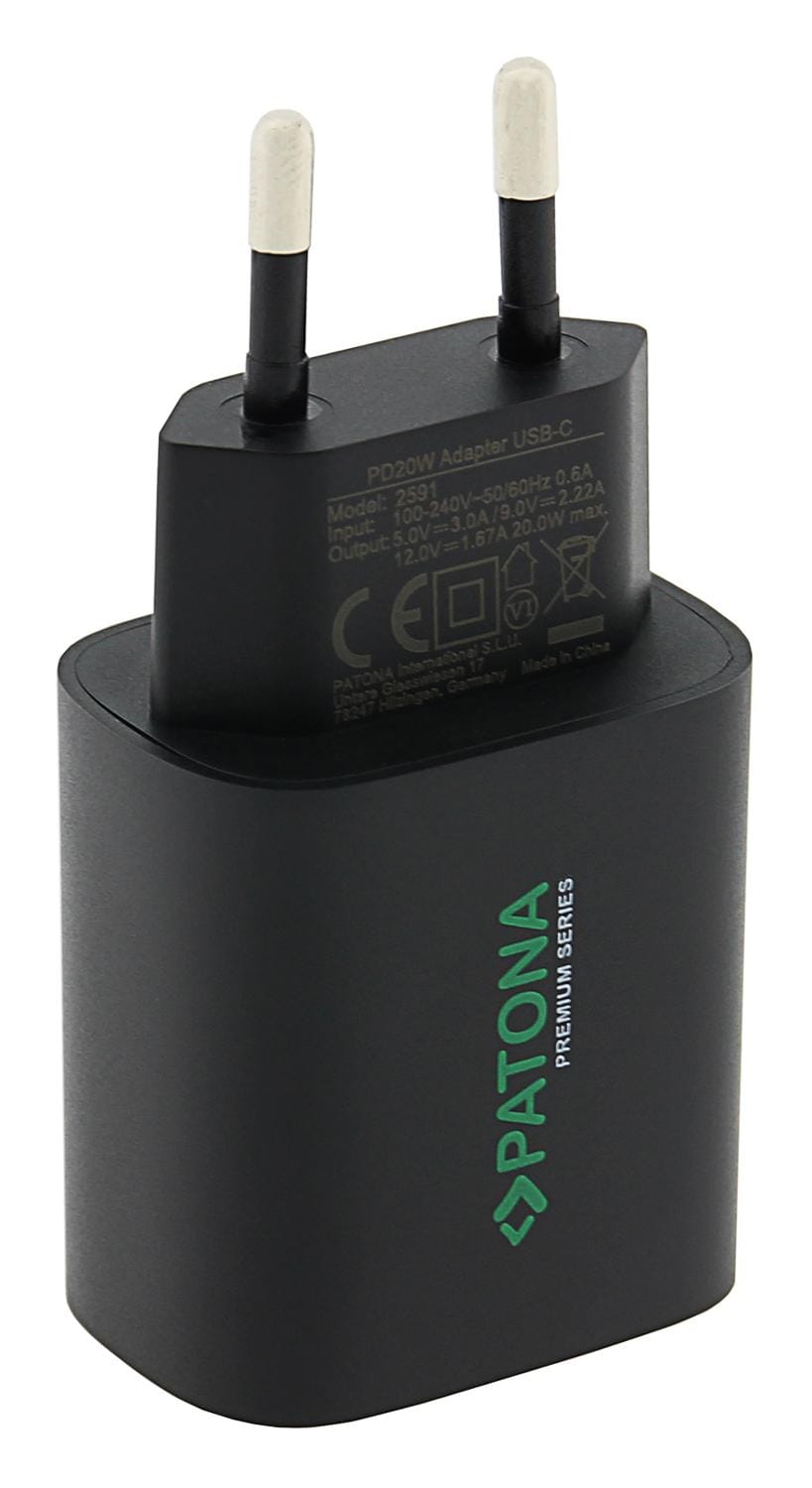 PATONA Premium PD20W Adapter 5V 3A 9V 2.22A 12V 1.67A USB-C PD3.0 QC3.0 schwarz PATONA Premium PD20W Adapter 5V 3A 9V 2.22A 12V 1.67A USB-C PD3.0 QC3.0 schwarz