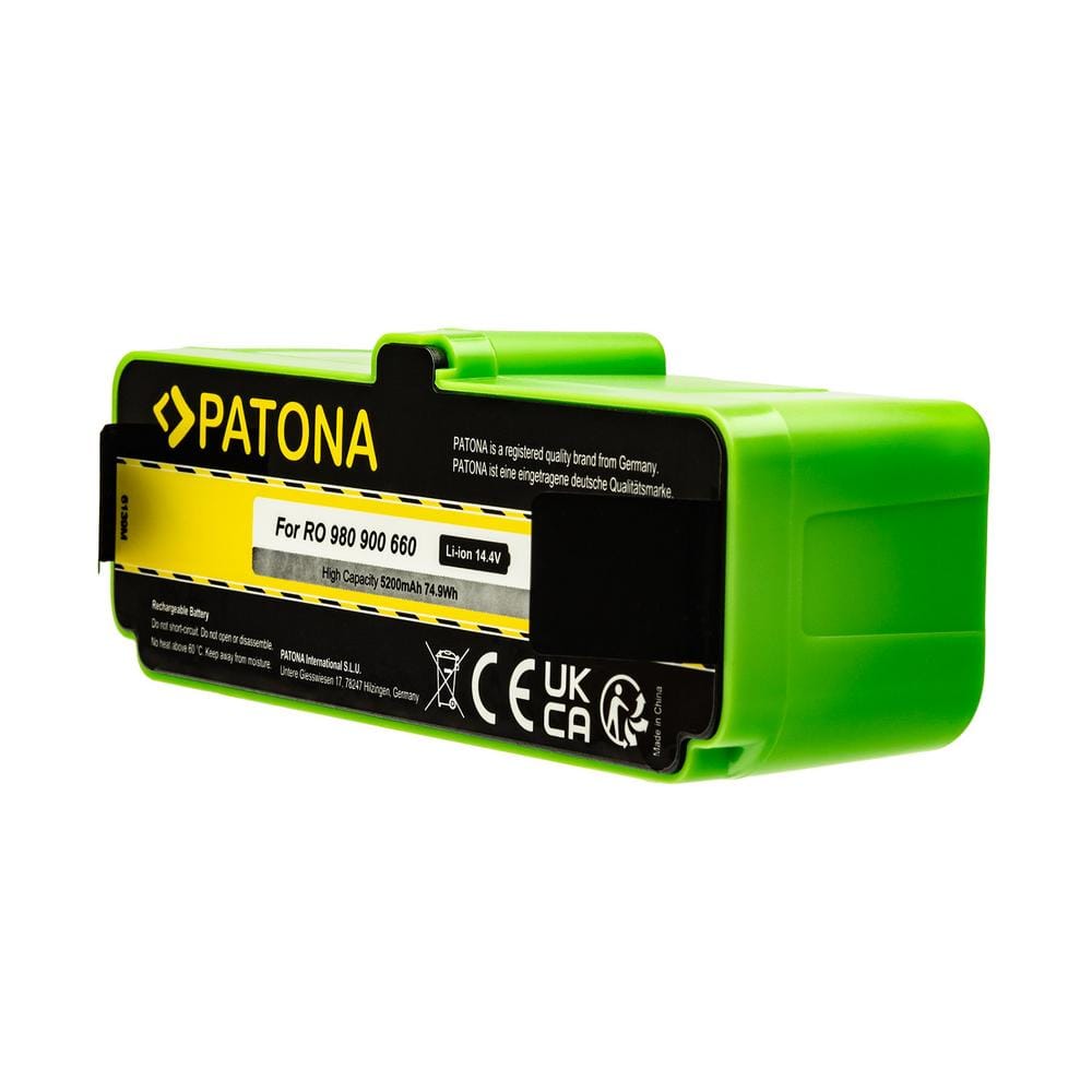 PATONA Li‑Ion Akku 14,4 V 5200 mAh für iRobot Roomba 80501 500 510 520 530 532 535 540 550 555 560 562 563 564 570 580 581 770 780 800 870 880 R3 Serie PATONA Li‑Ion Akku 14,4 V 5200 mAh für iRobot Roomba 80501 500 510 520 530 532 535 540 550 555 560 562 563 564 570 580 581 770 780 800 870 880 R3 Serie
