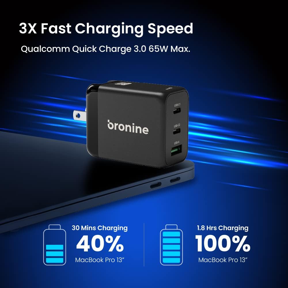 Bronine 1 Port Ladegerät USB-C 65W PD GaN für EU Bronine 1 Port Ladegerät USB-C 65W PD GaN für EU