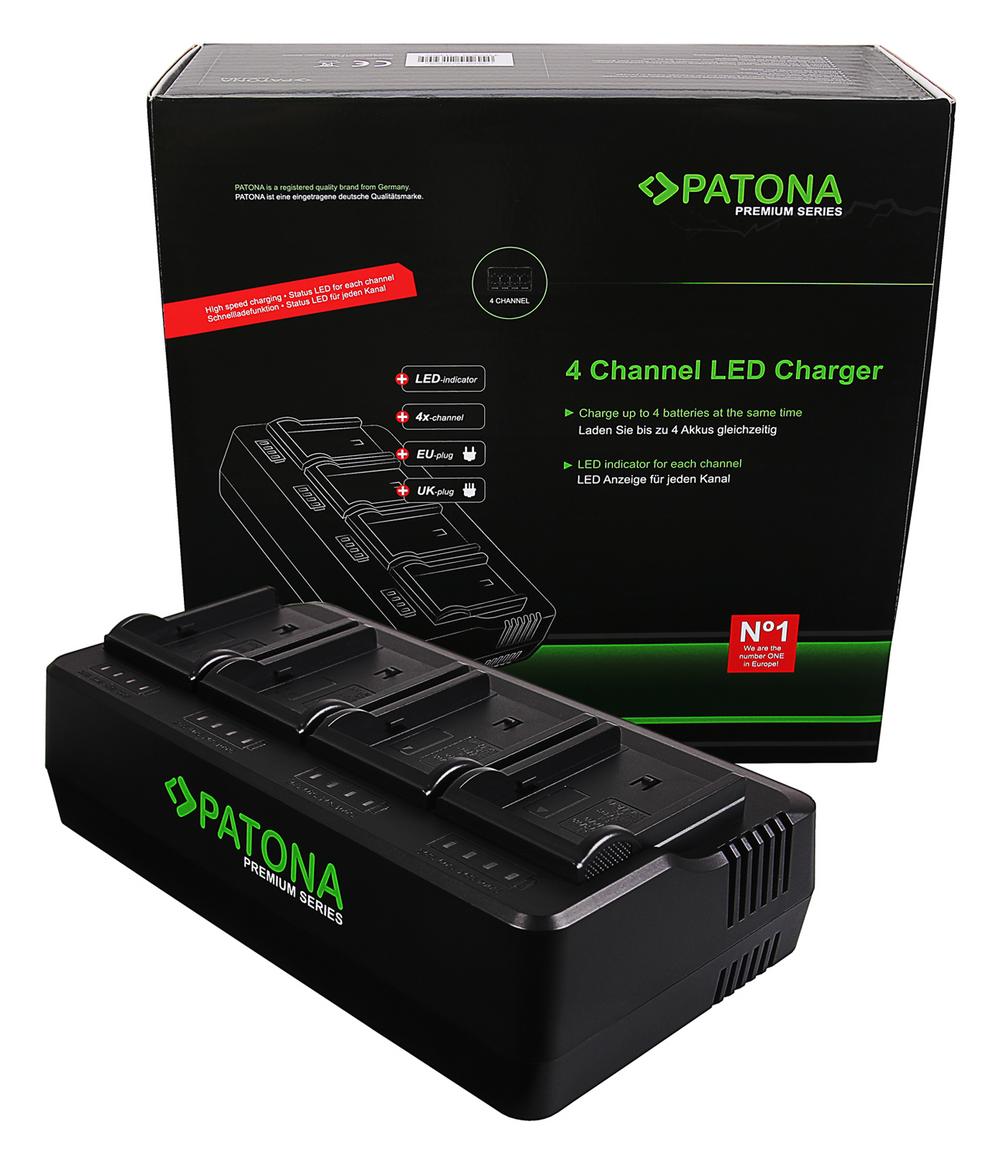 PATONA Premium 4-fach Ladegerät für Sony BP-U30 BP-U60 BP-U90 BP-U95