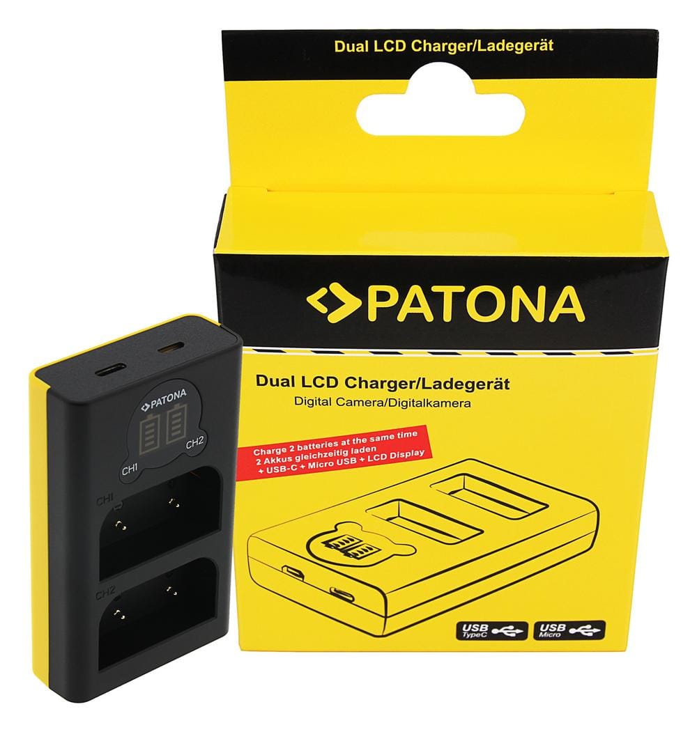 PATONA Dual LCD USB Ladegerät für Olympus OM-1 BLX-1
