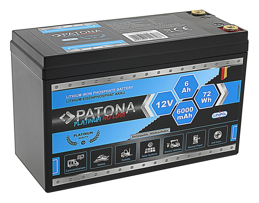 PATONA Platinum LiFePO4 Akku 12 V 6 Ah 72 Wh 6000 mAh