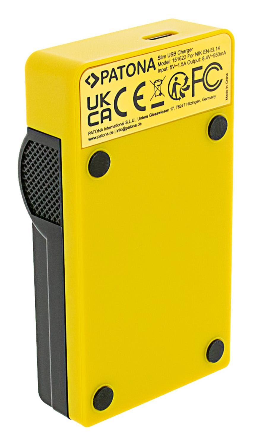 PATONA Slim USB Ladegerät mit USB‑C Input für Nikon EN‑EL14 CoolPix D3100 D3200 D5100 D5200 P7000 P7100 P7700 P7800 D5300