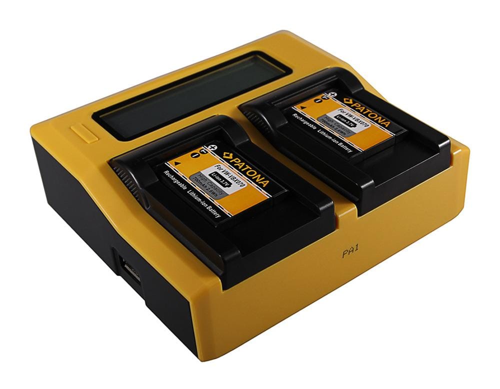 PATONA Dual LCD USB Ladegerät für Pentax D‑Li88, Optio H90, P70, P80, W90, WS80 und SANYO Akkus