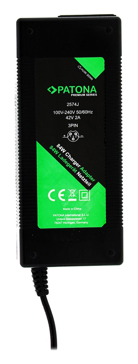 PATONA Premium Netzteil 42V 2A 3-Pin für 36V E-Scooter Roller Skateboard E-Bike