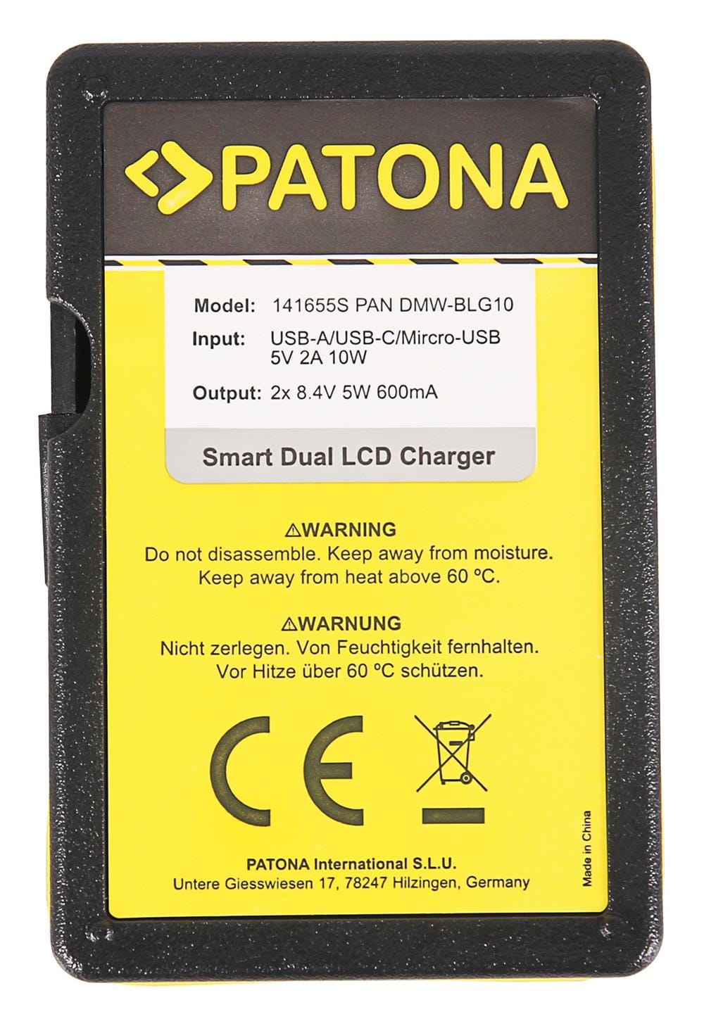 PATONA Smart Dual LCD USB Ladegerät für Panasonic DMW-BLG10 CSBLG10MC CS-BLG10MC DMWBLG10 DMW-BLG10