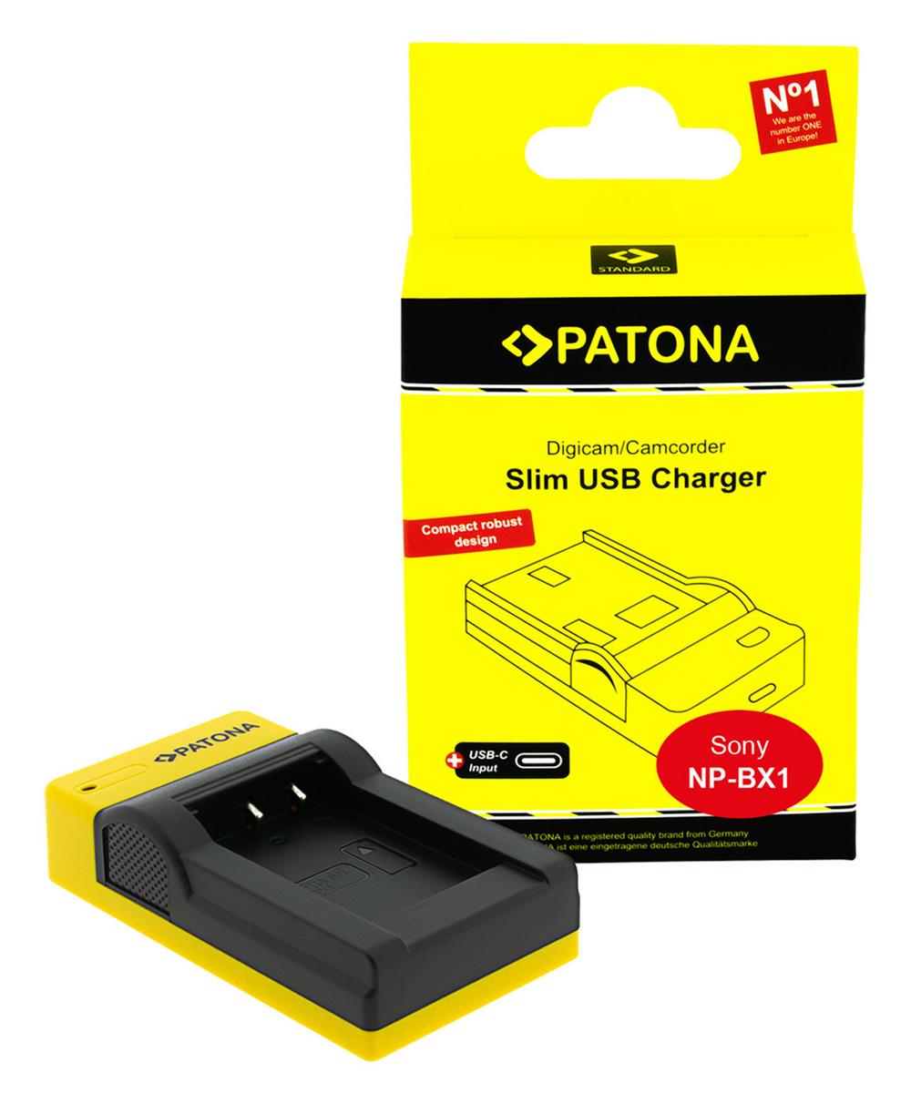 PATONA Slim USB Ladegerät mit USB‑C Input für Sony NP‑BX1 BX BX1 NP‑BX1 Cybershot DSC HX300 DSC HX50