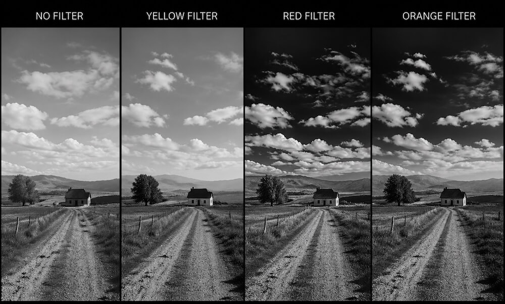 Black and white photography filter example