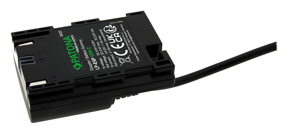 PATONA Premium USB-C Input Akku-Adapter für Canon LP-E6P LPE6P EOS R5 R5 Mark II R6 R6 Mark II