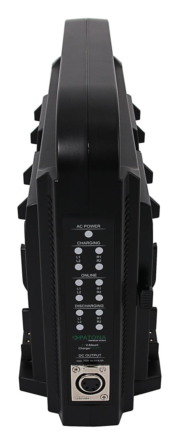PATONA paralleles 4-fach Slim-Ladegerät kompakt für Sony Red DSLR V-Mount Akkus mit Netzteilsfunktion