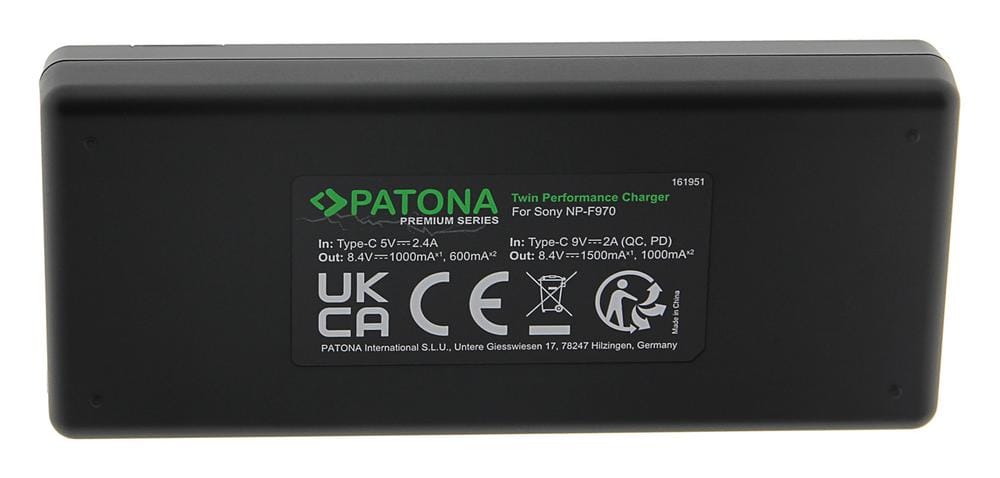 PATONA Premium Twin Performance PD Ladegerät für Sony F550 F750 F970 FM50 FM500H inkl. USB-C Kabel PATONA Premium Twin Performance PD Ladegerät für Sony F550 F750 F970 FM50 FM500H inkl. USB-C Kabel