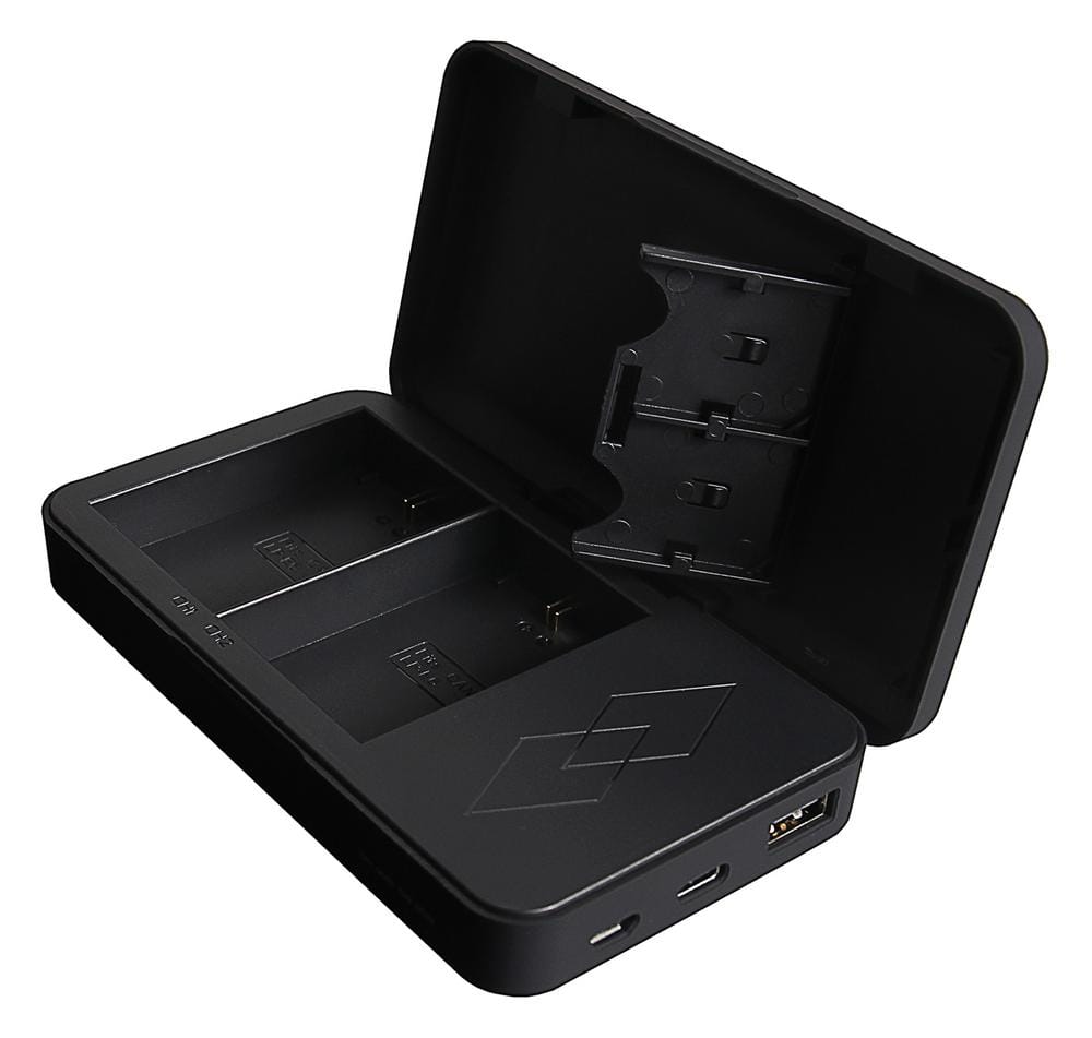 PATONA Dual Ladegerät mit Powerbankfunktion und Speicherkartenaufbewahrung für Canon LP-E6